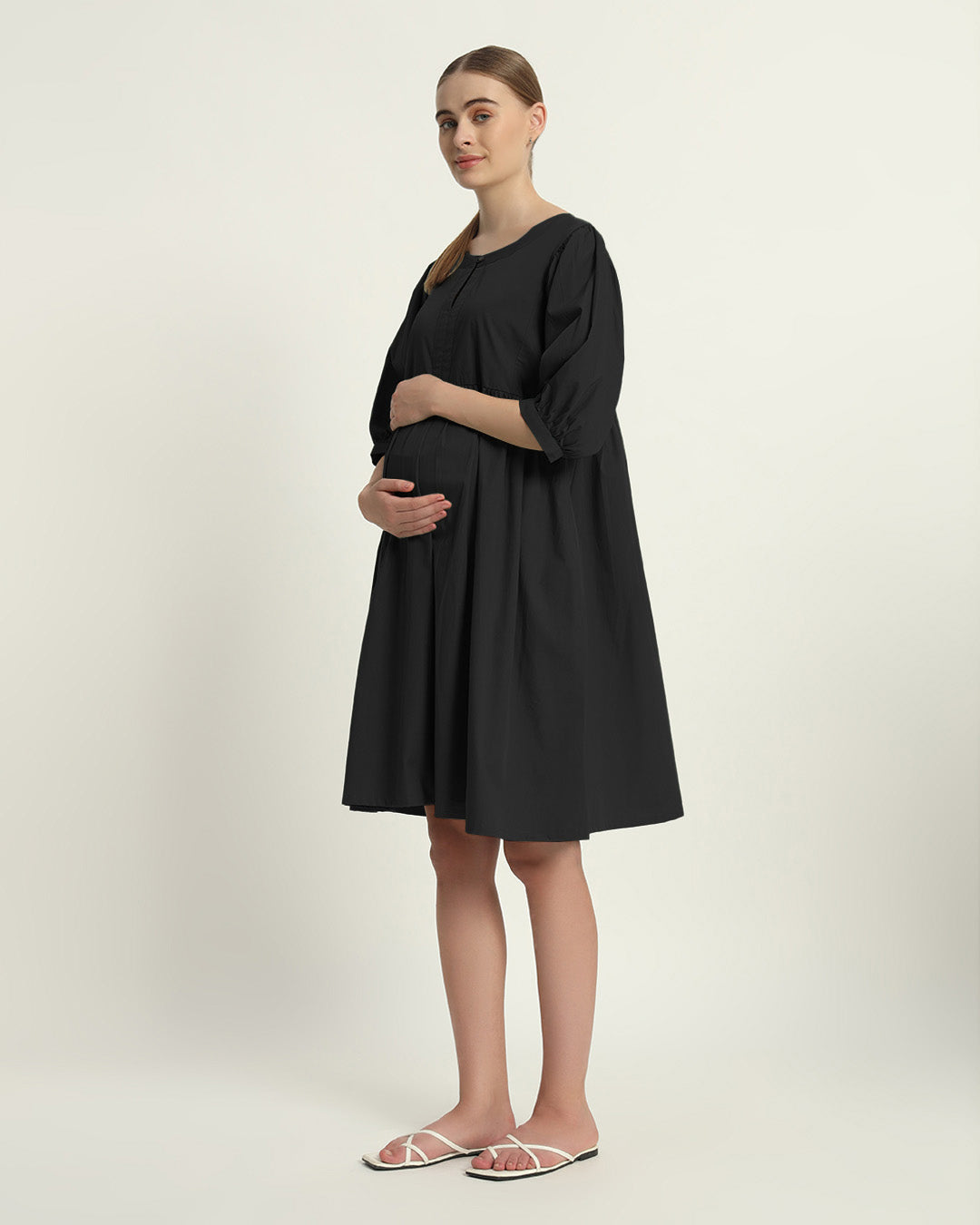 Noir Calm & Cozy Maternity & Nursing Dress