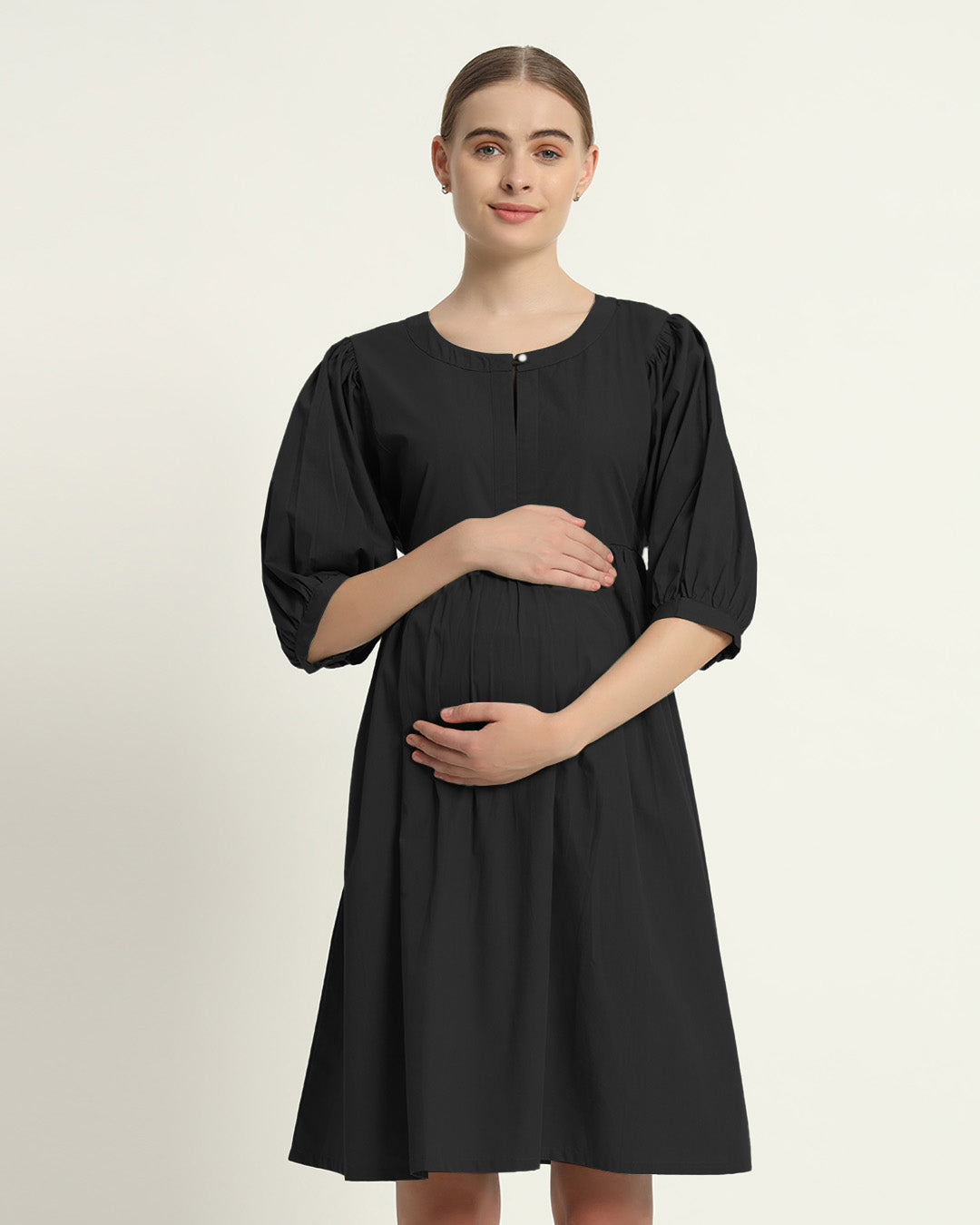 Noir Calm & Cozy Maternity & Nursing Dress