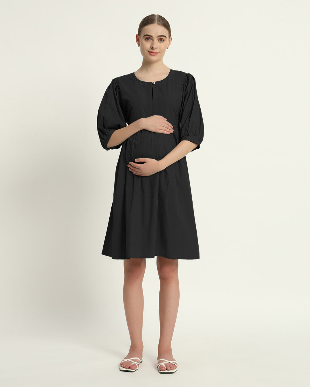 Noir Calm & Cozy Maternity & Nursing Dress