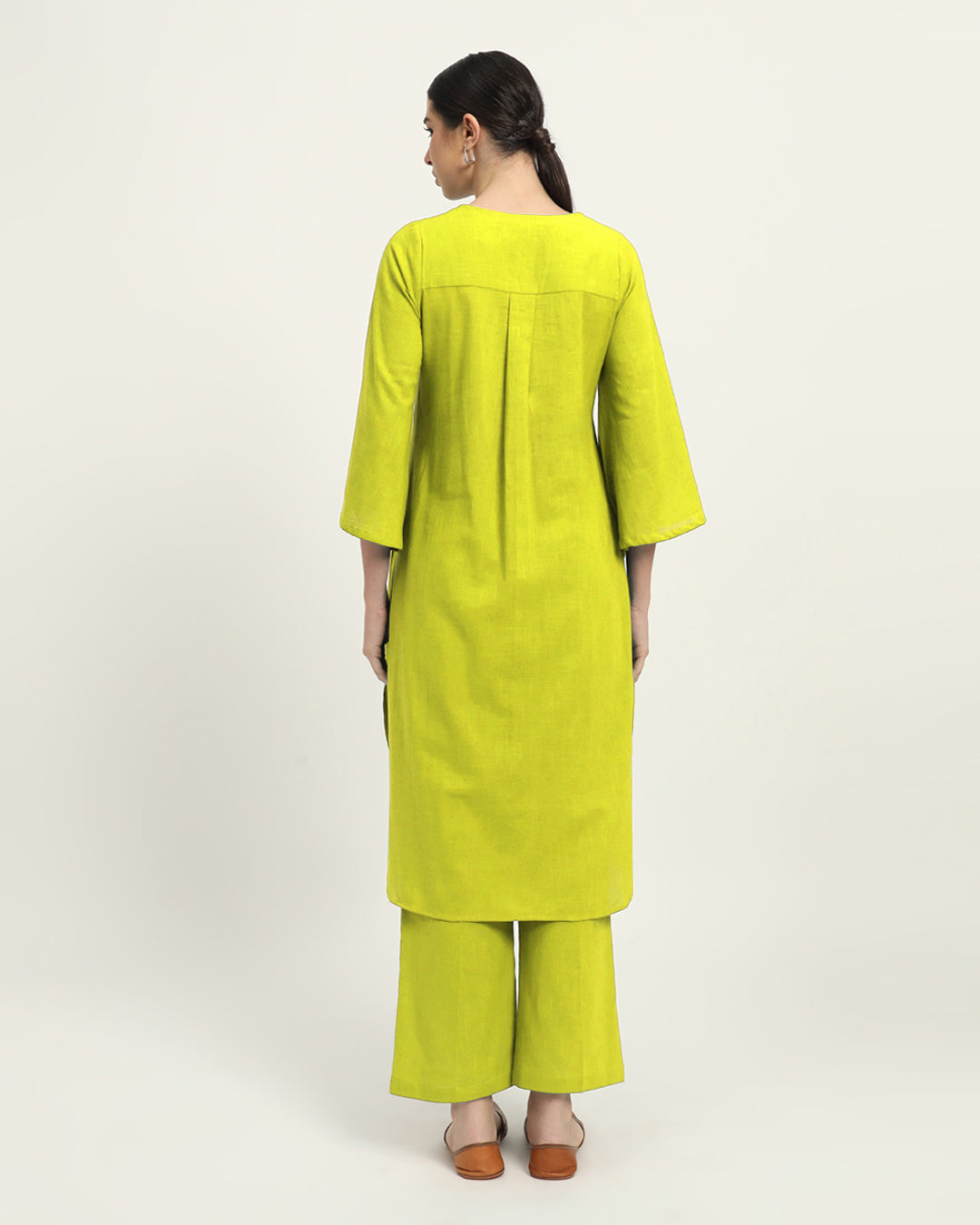 Combo: Burst Of Lime & Iced Grey Rounded Reverie Solid Kurta