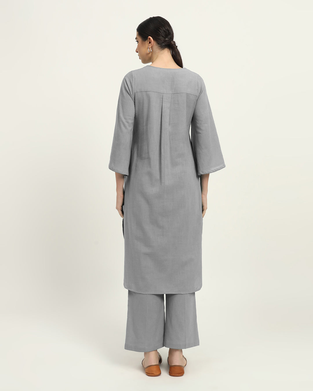 Combo: Burst Of Lime & Iced Grey Rounded Reverie Solid Kurta