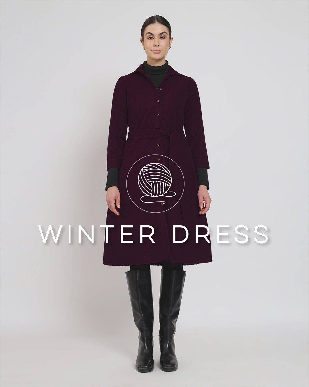 Plum Passion Artfull A-Line Woolen Dress