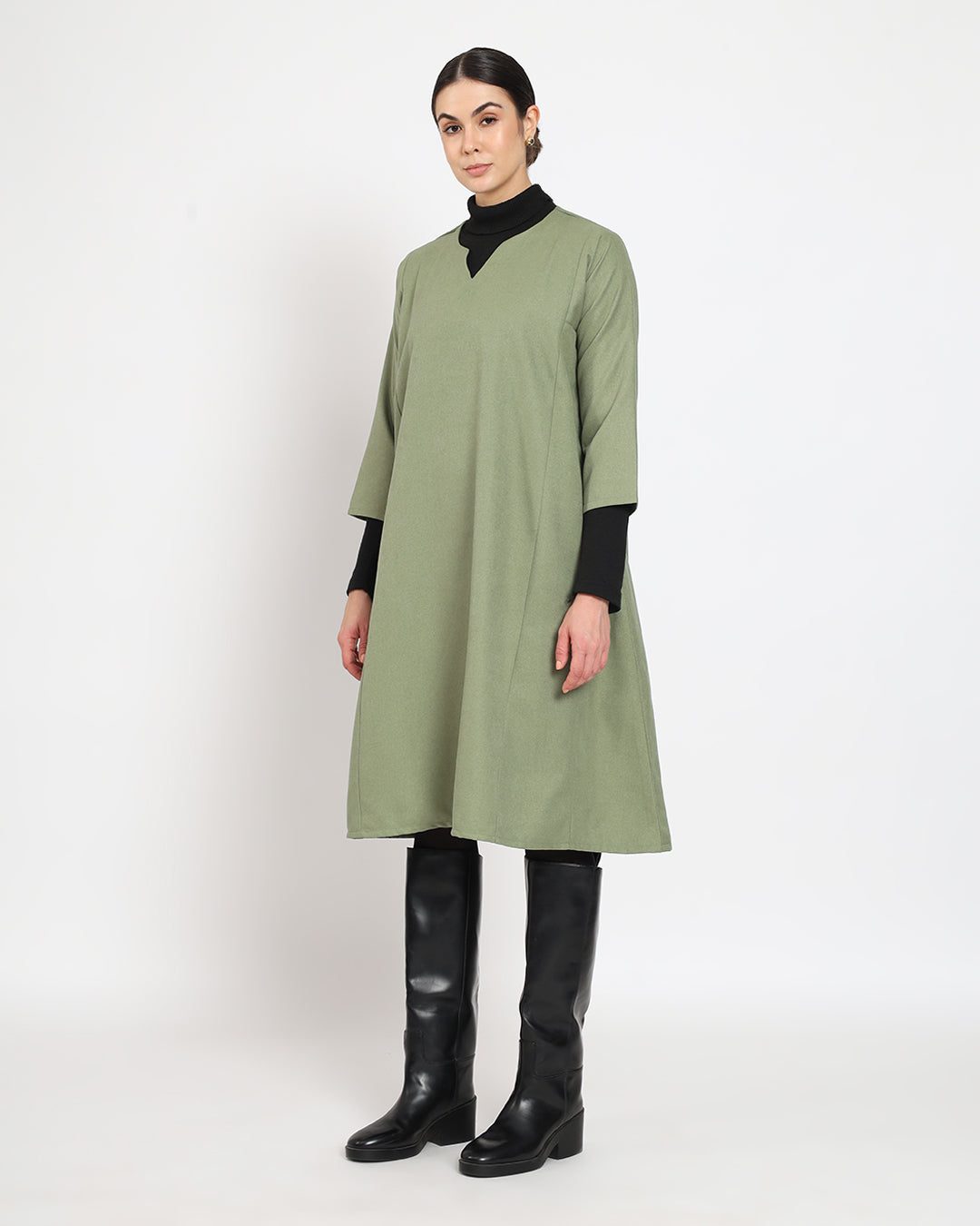 Pistachio Green Vintage Allure woolen Phiran Dress