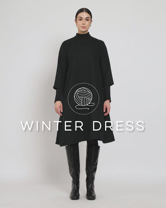 Black Vintage Allure Woolen Phiran Dress