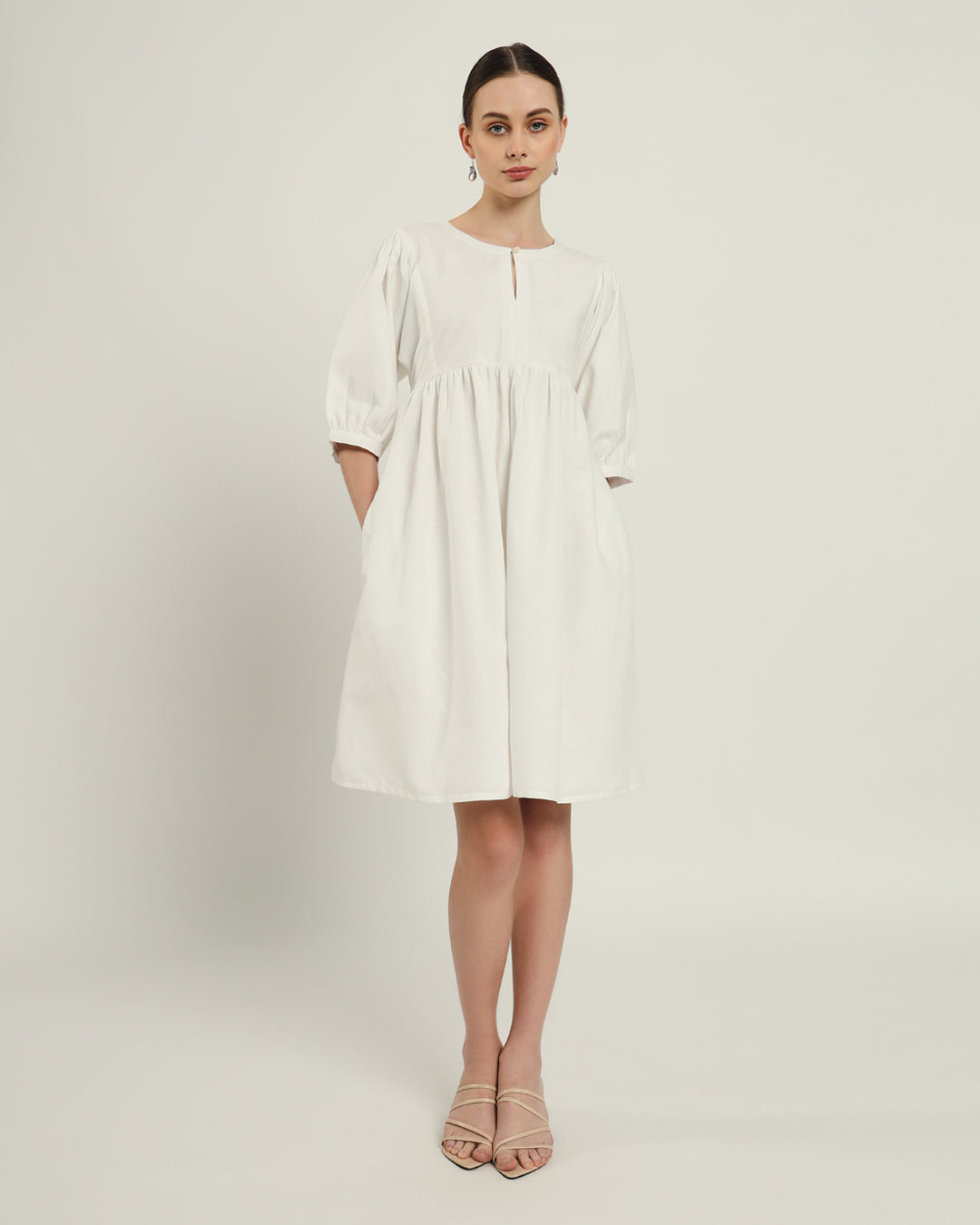 The Aira Daisy White Linen Dress