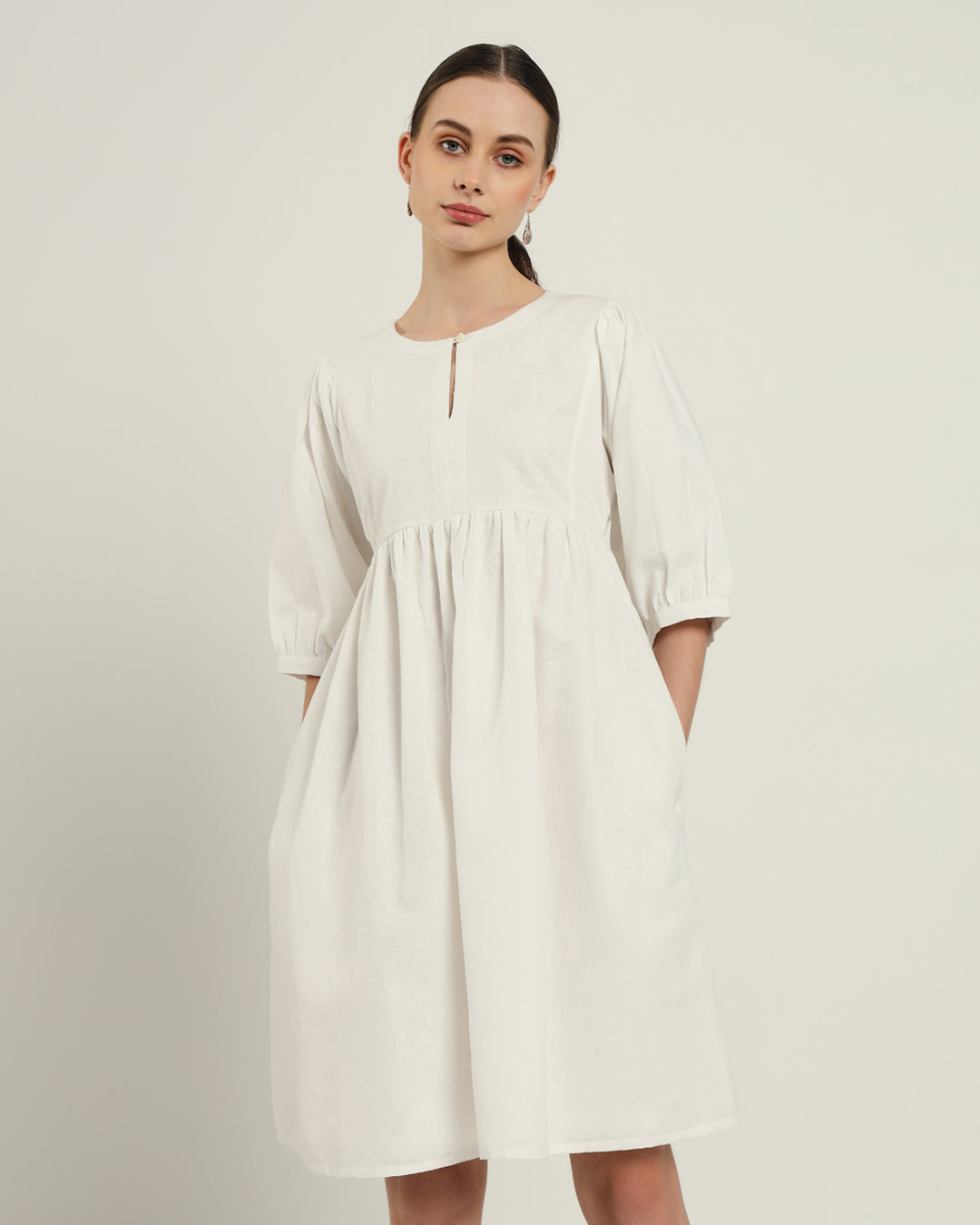 The Aira Daisy White Linen Dress