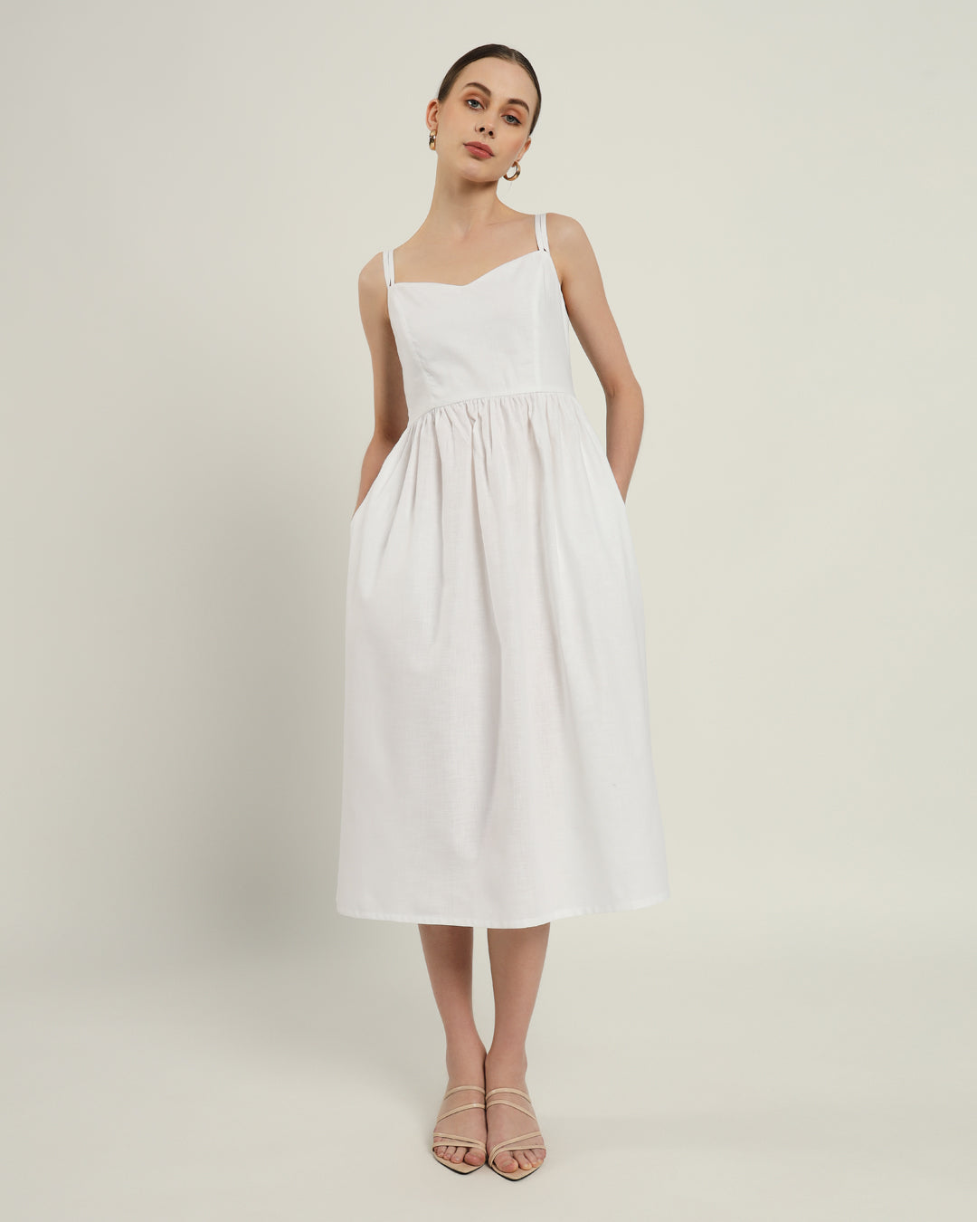 The Haiti Daisy White Linen Dress