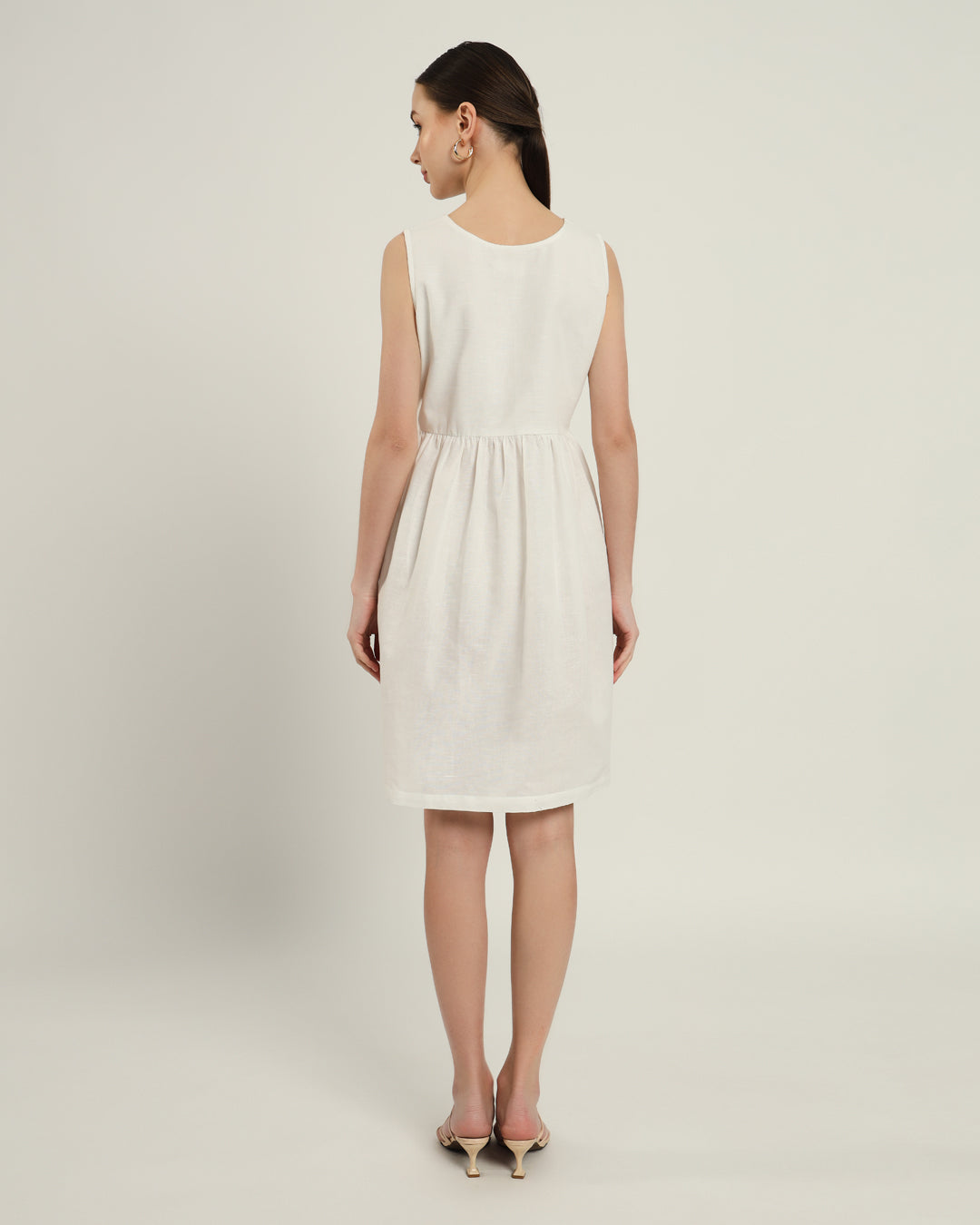 The Chania Daisy White Linen Dress