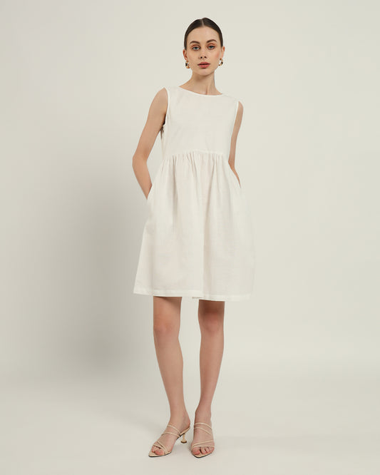 The Chania Daisy White Linen Dress