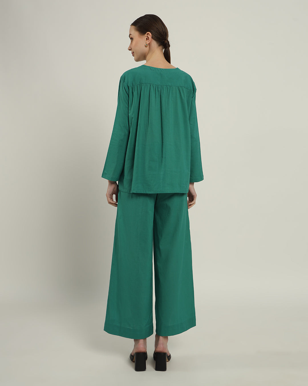 Green Gleam Classic Grace Shirt Solid Co-ord set
