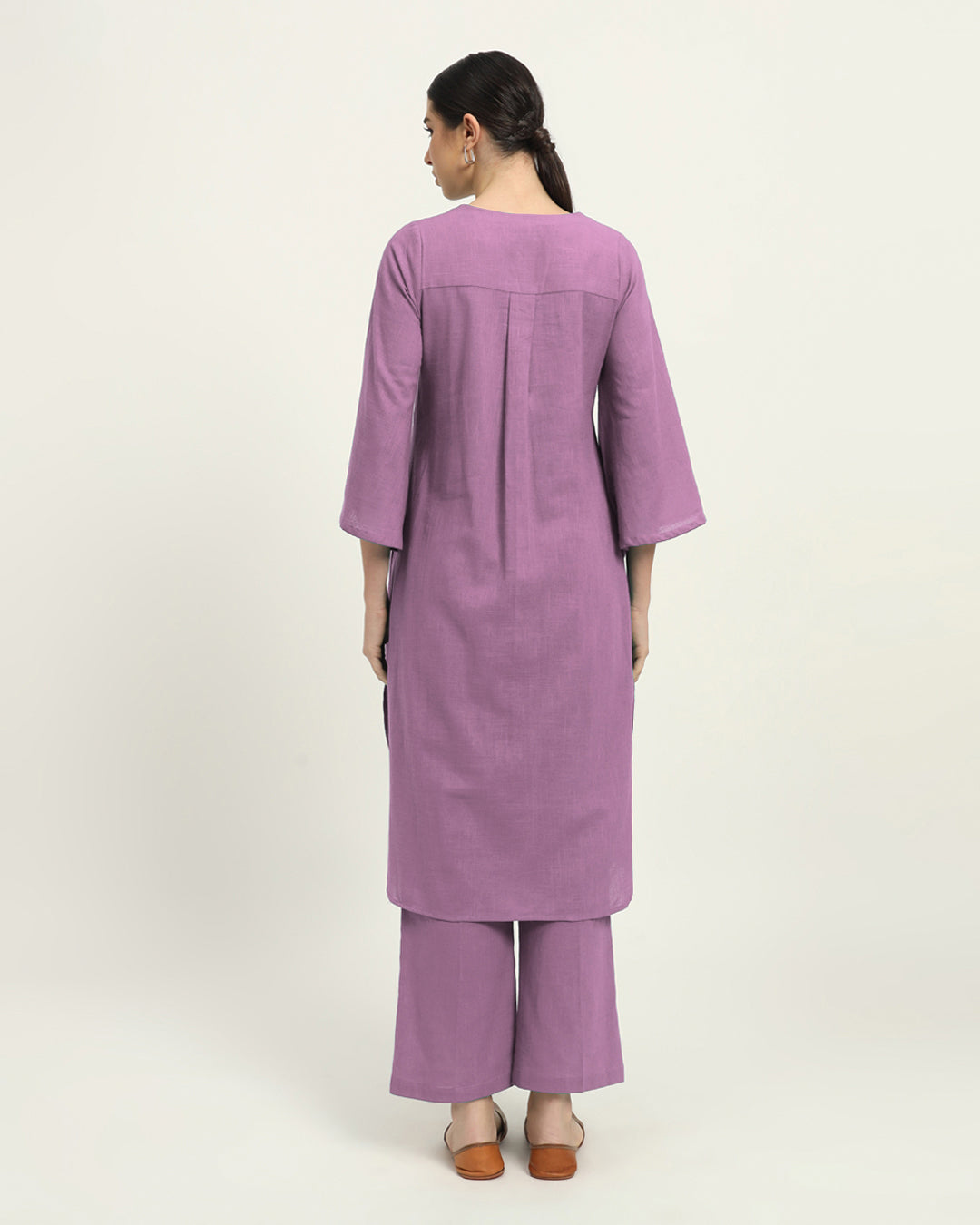Combo: Beige & Iris Pink Rounded Reverie Solid Kurta