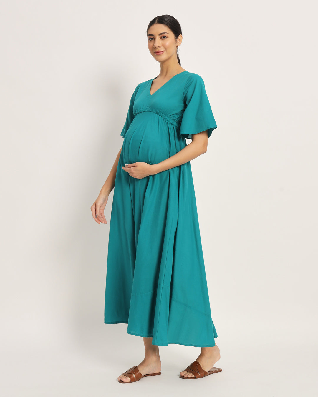 Green Gleam Life Bloom Maternity & Nursing Dress