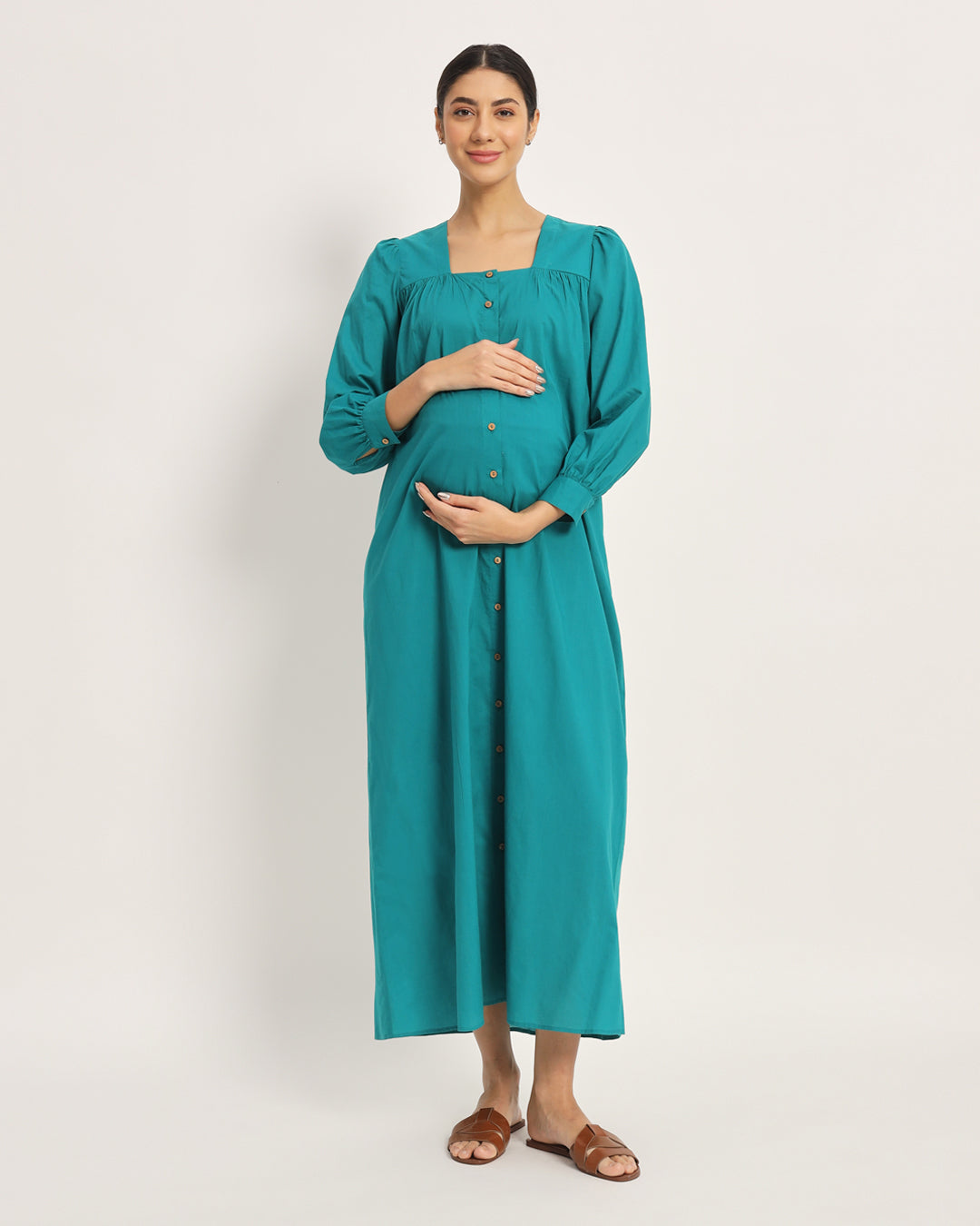 Green Gleam Belly Blossom Maternity & Nursing Dress