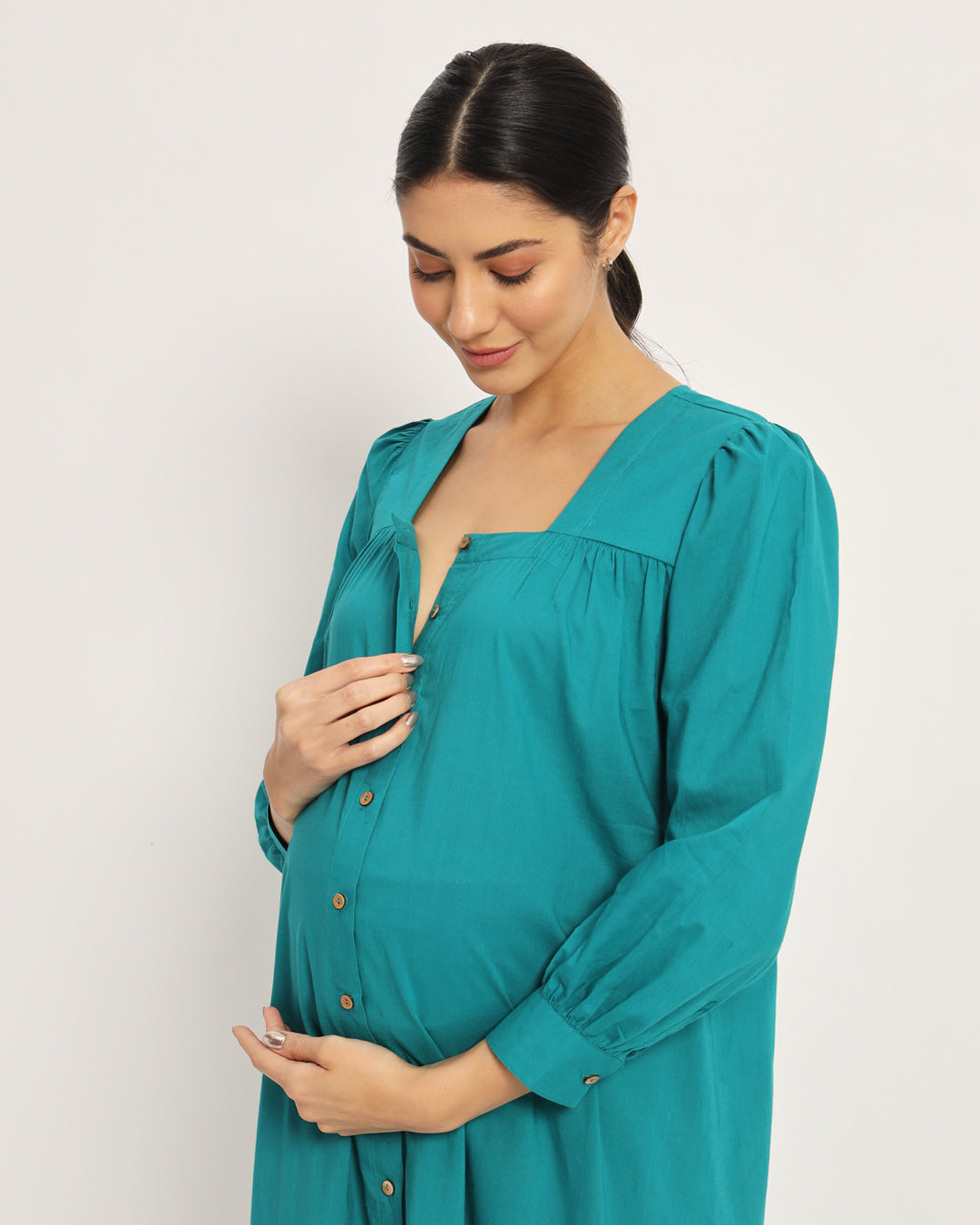 Green Gleam Belly Blossom Maternity & Nursing Dress