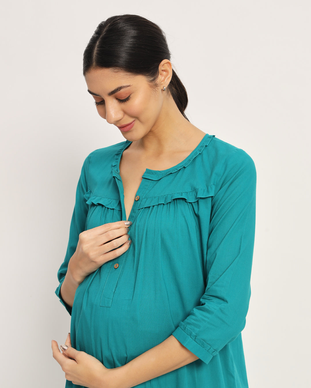 Green Gleam Bella Mama Maternity & Nursing Dress