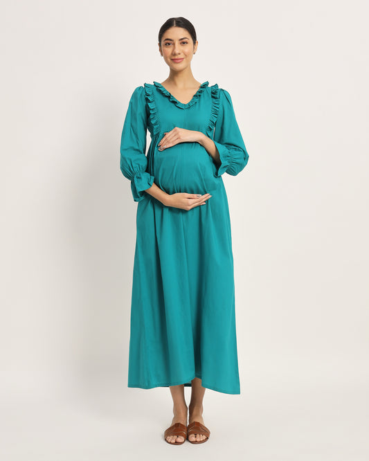 Green Gleam Functional Flow Maternity & Nursing Dress