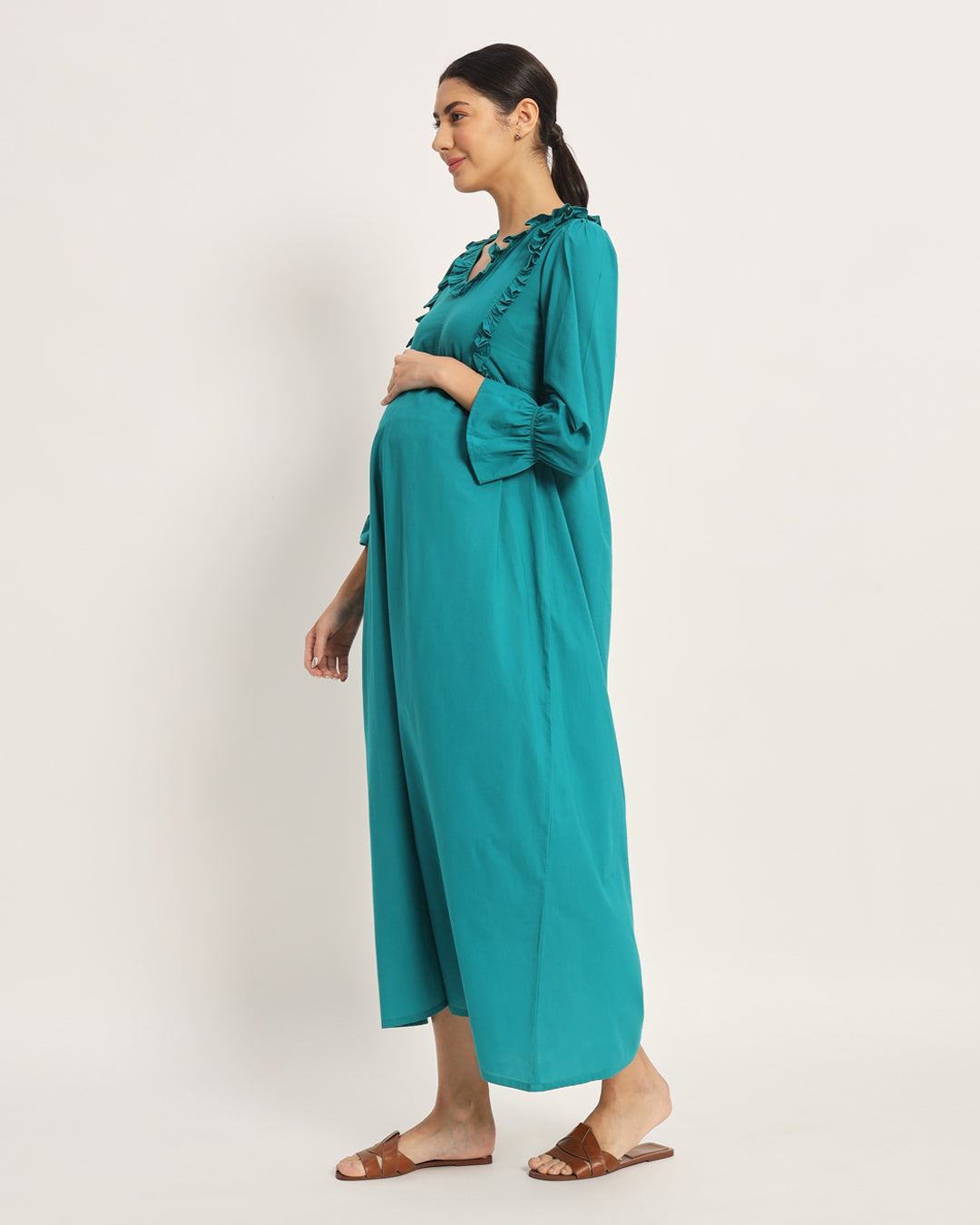 Green Gleam Functional Flow Maternity & Nursing Dress