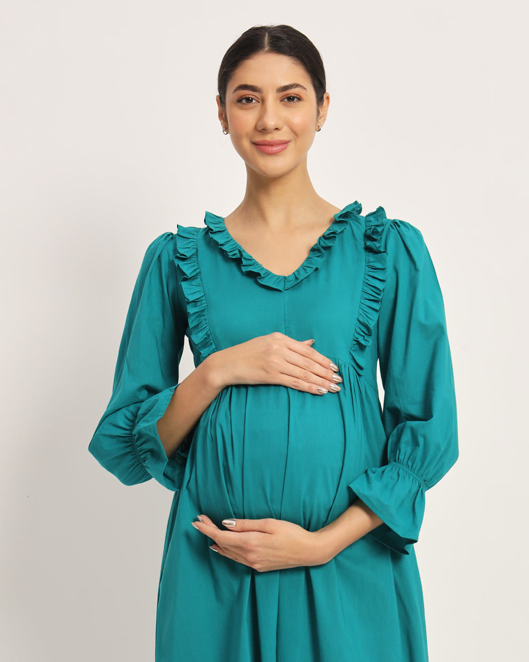 Green Gleam Functional Flow Maternity & Nursing Dress