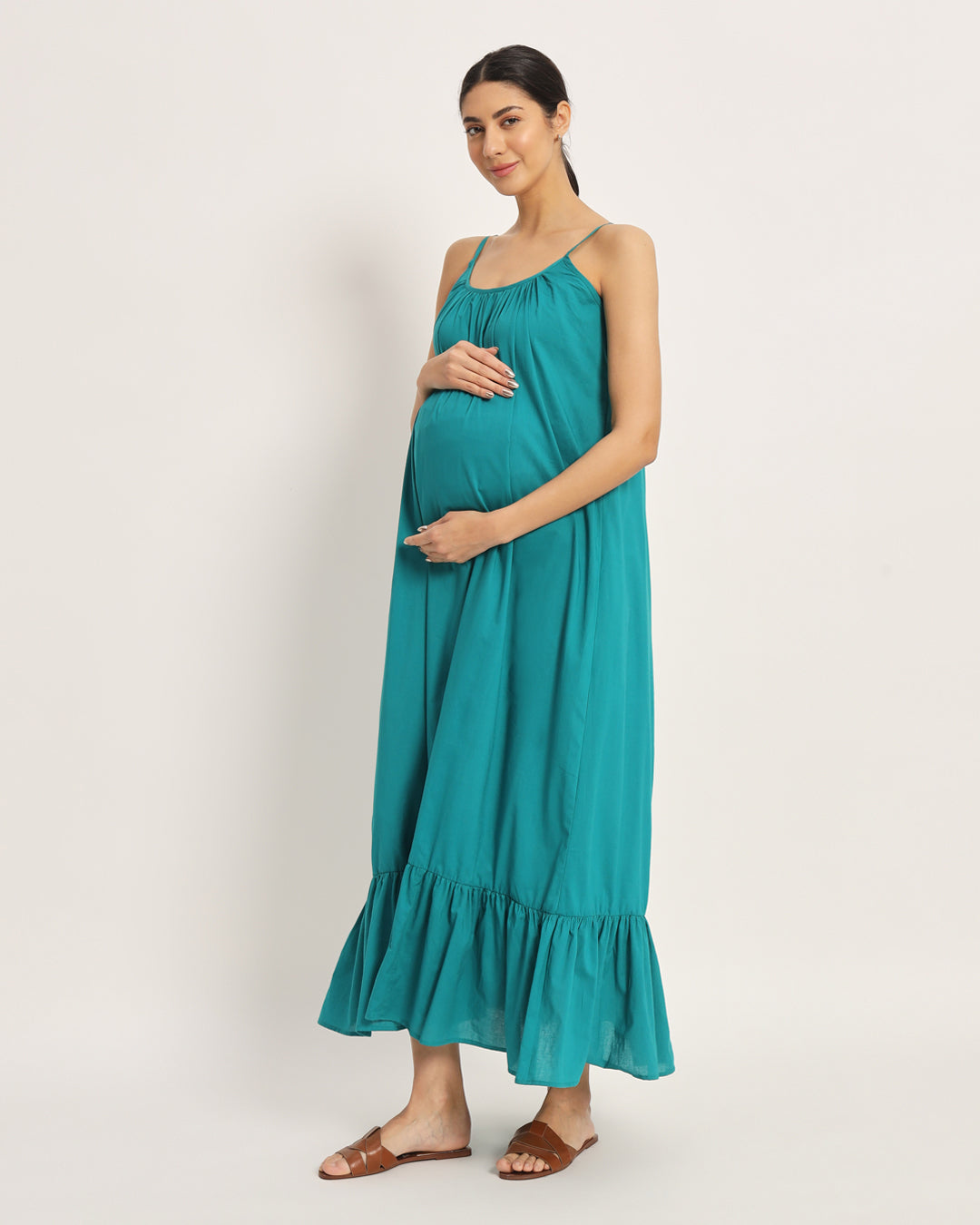 Green Gleam Belly Laugh Maternity & Nursing Dress