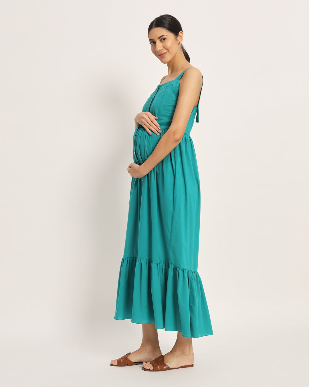 Green Gleam Mama Modish Maternity & Nursing Dress