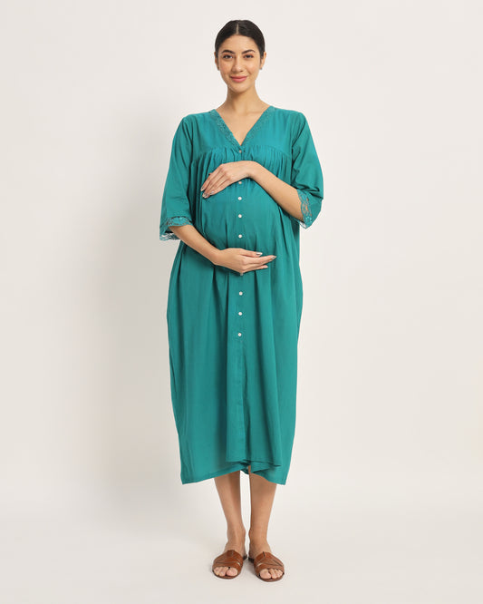 Green Gleam Stylish Preggo Maternity & Nursing Dress