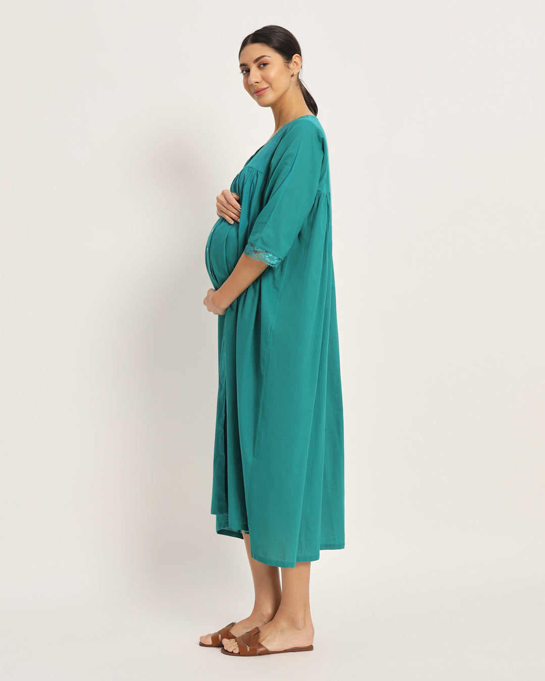 Green Gleam Stylish Preggo Maternity & Nursing Dress