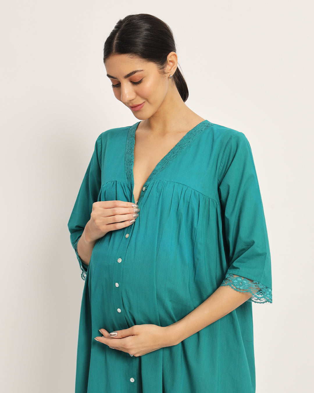 Green Gleam Stylish Preggo Maternity & Nursing Dress