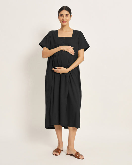 Classic Black Bump Blessing Maternity & Nursing Dress