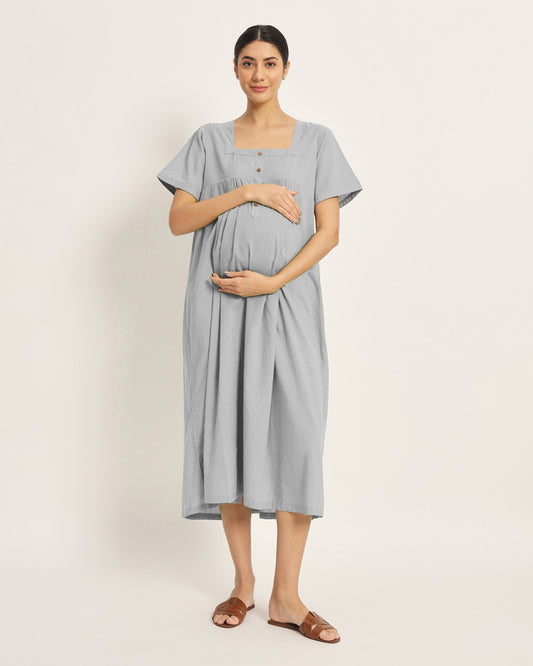 Iced Grey Bump Blessing Maternity & Nursing Dress