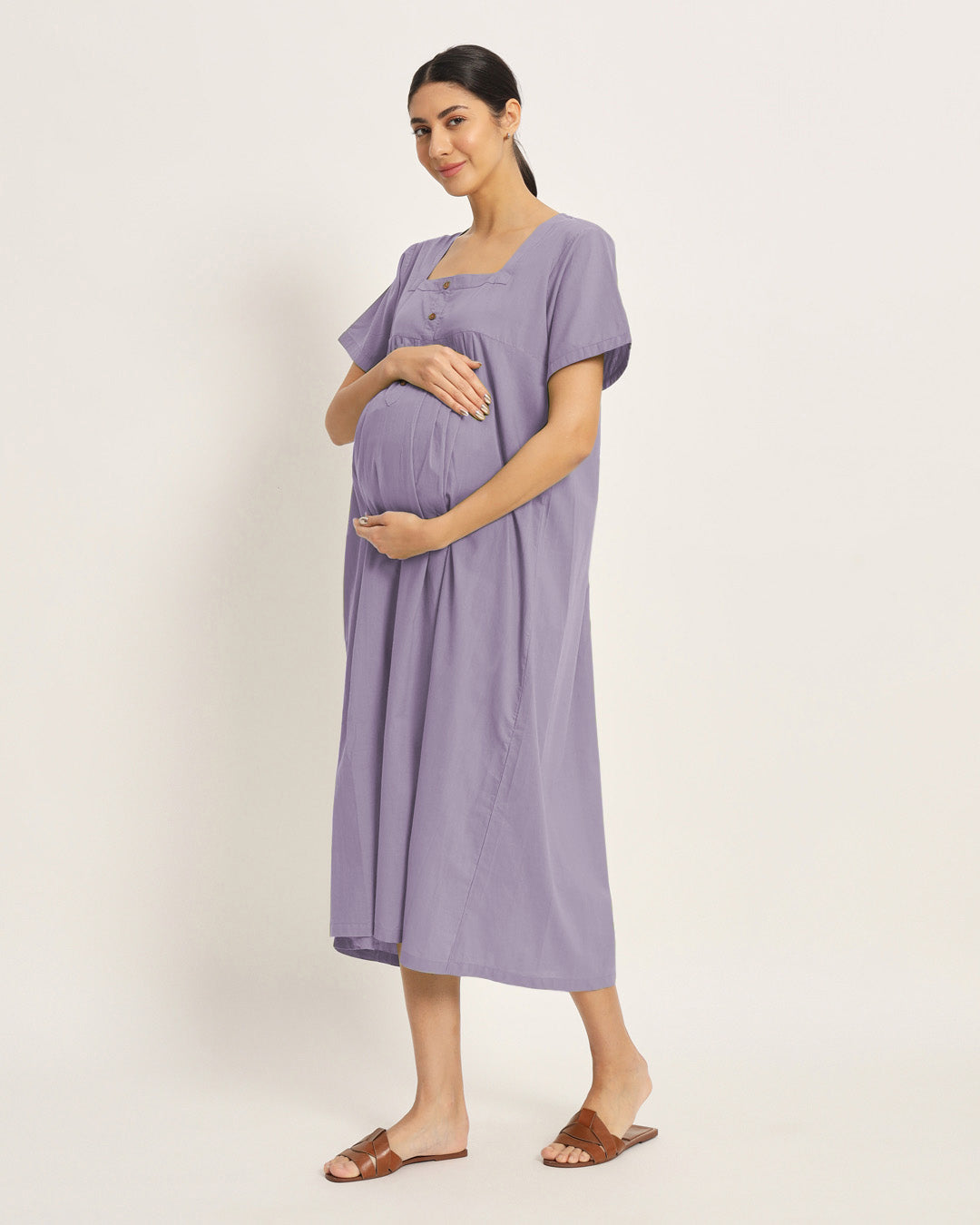 Combo: Lilac & Wisteria Purple Bump Blessing Maternity & Nursing Dress - Set of 2