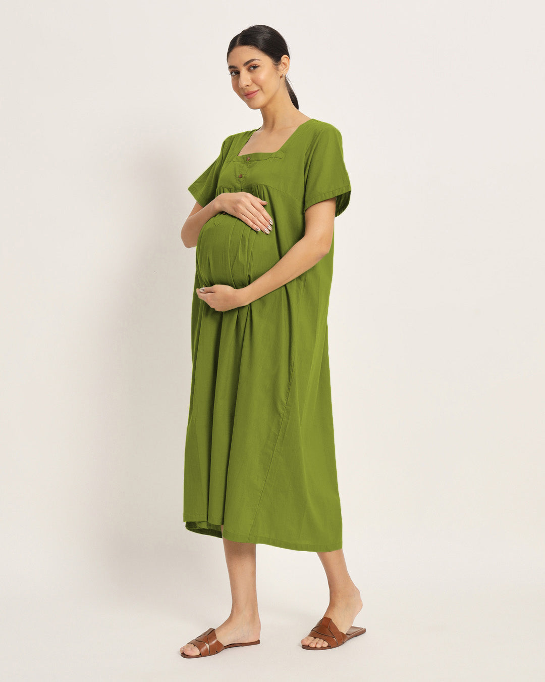 Combo: Lilac & Sage Green Bump Blessing Maternity & Nursing Dress - Set of 2