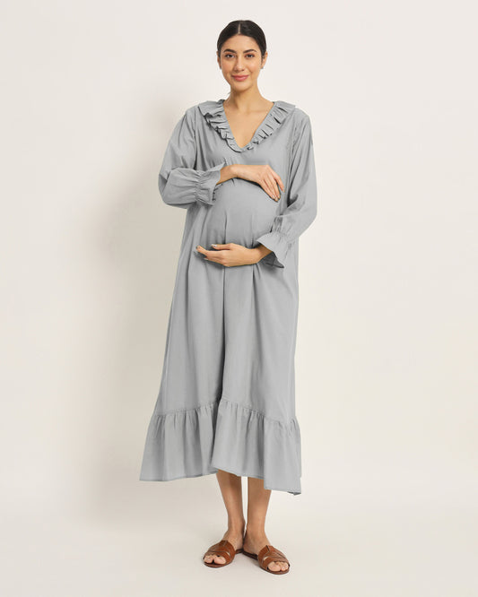 Iced Grey Flow Mama Maternity & Nursing Dress