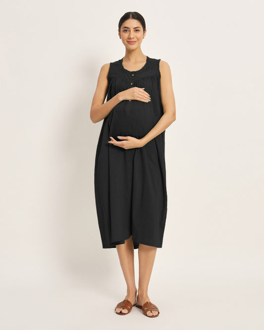 Classic Black Pregnan-Queen Maternity & Nursing Dress