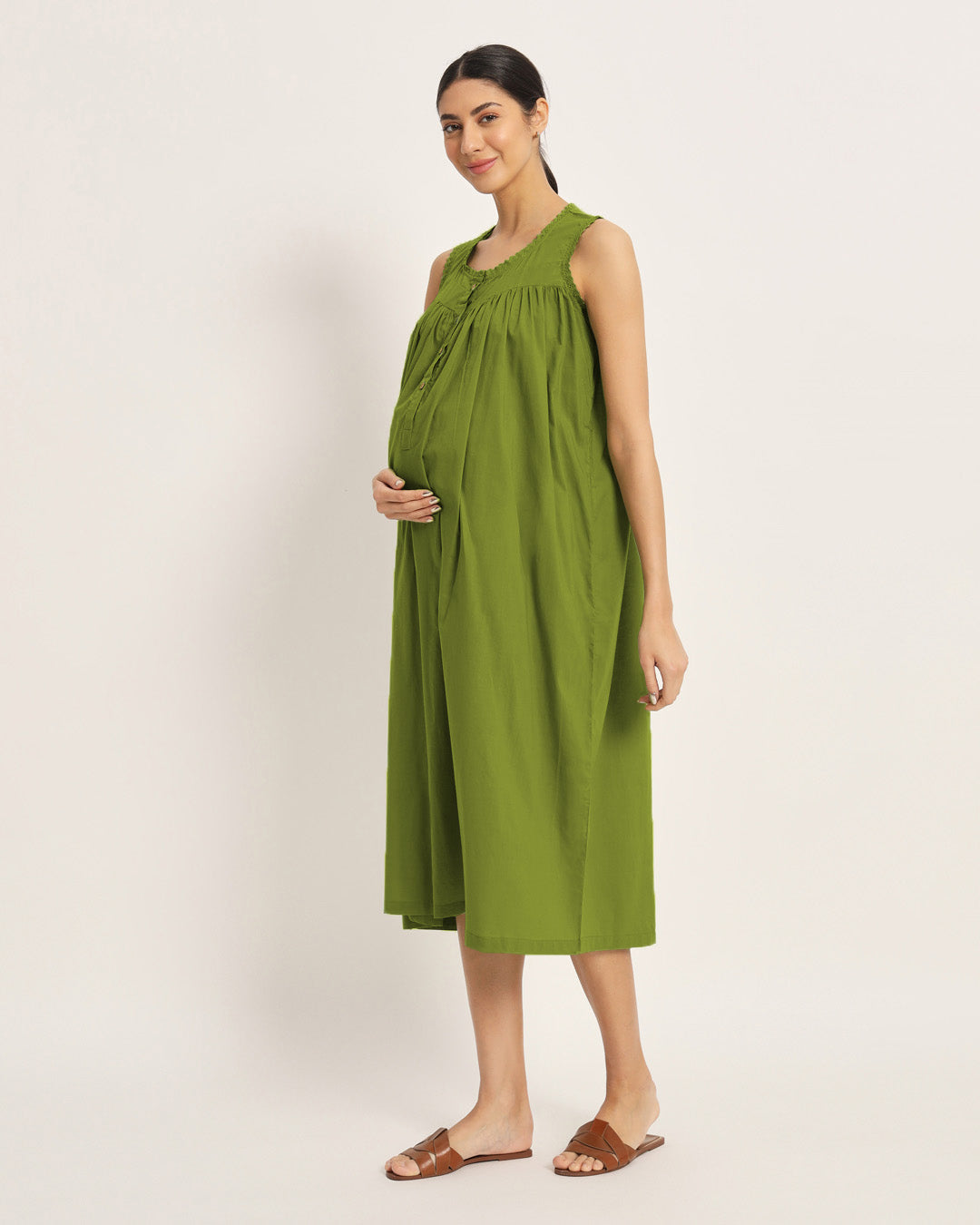 Sage Green Pregnan-Queen Maternity & Nursing Dress