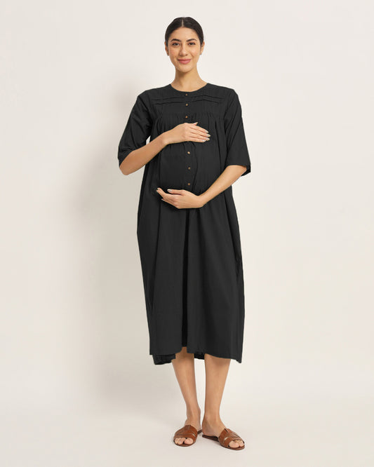 Classic Black Mommy-to-Be Marvel Maternity & Nursing Dress