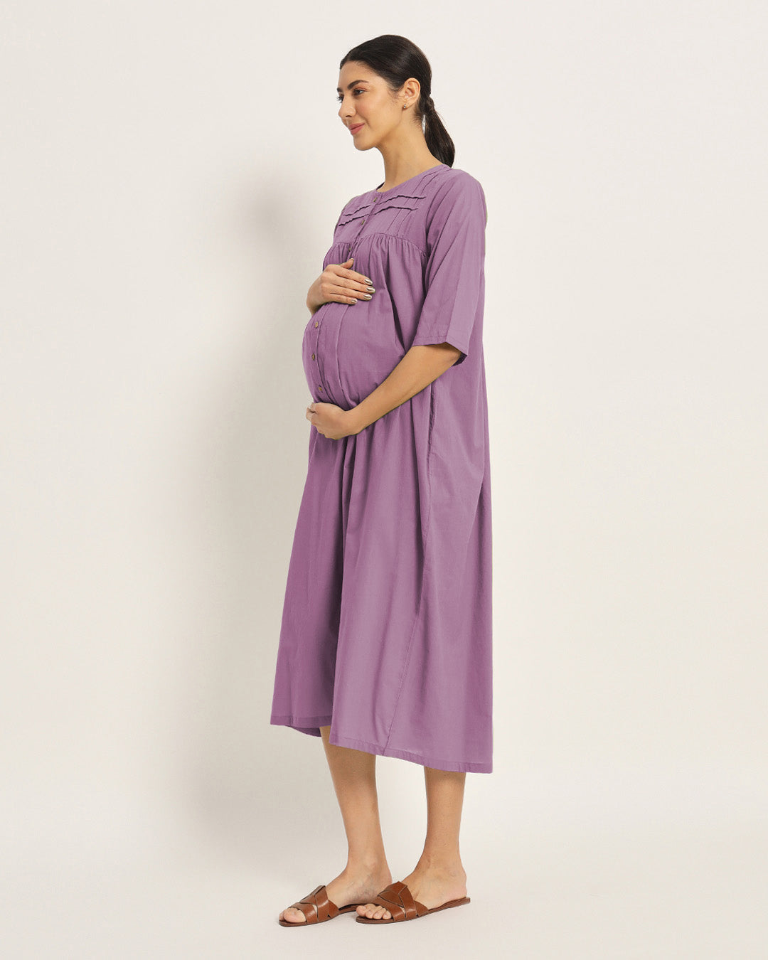 Combo: Iris Pink & Lilac Mommy-to-Be Marvel Maternity & Nursing Dress