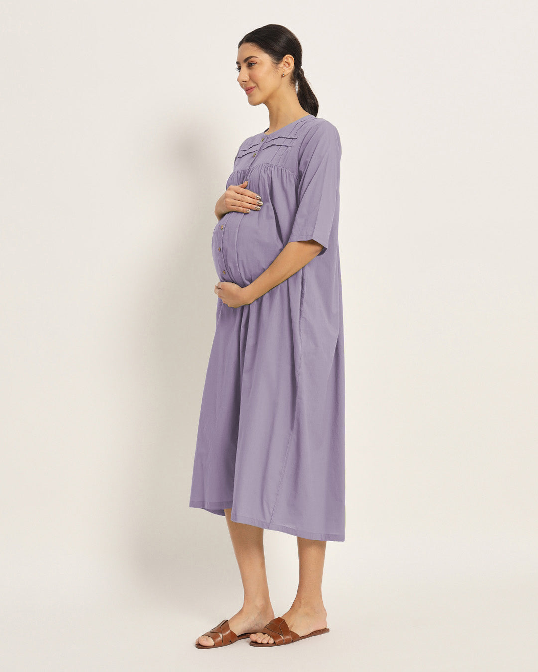 Combo: Lilac & Wisteria Purple Mommy-to-Be Marvel Maternity & Nursing Dress
