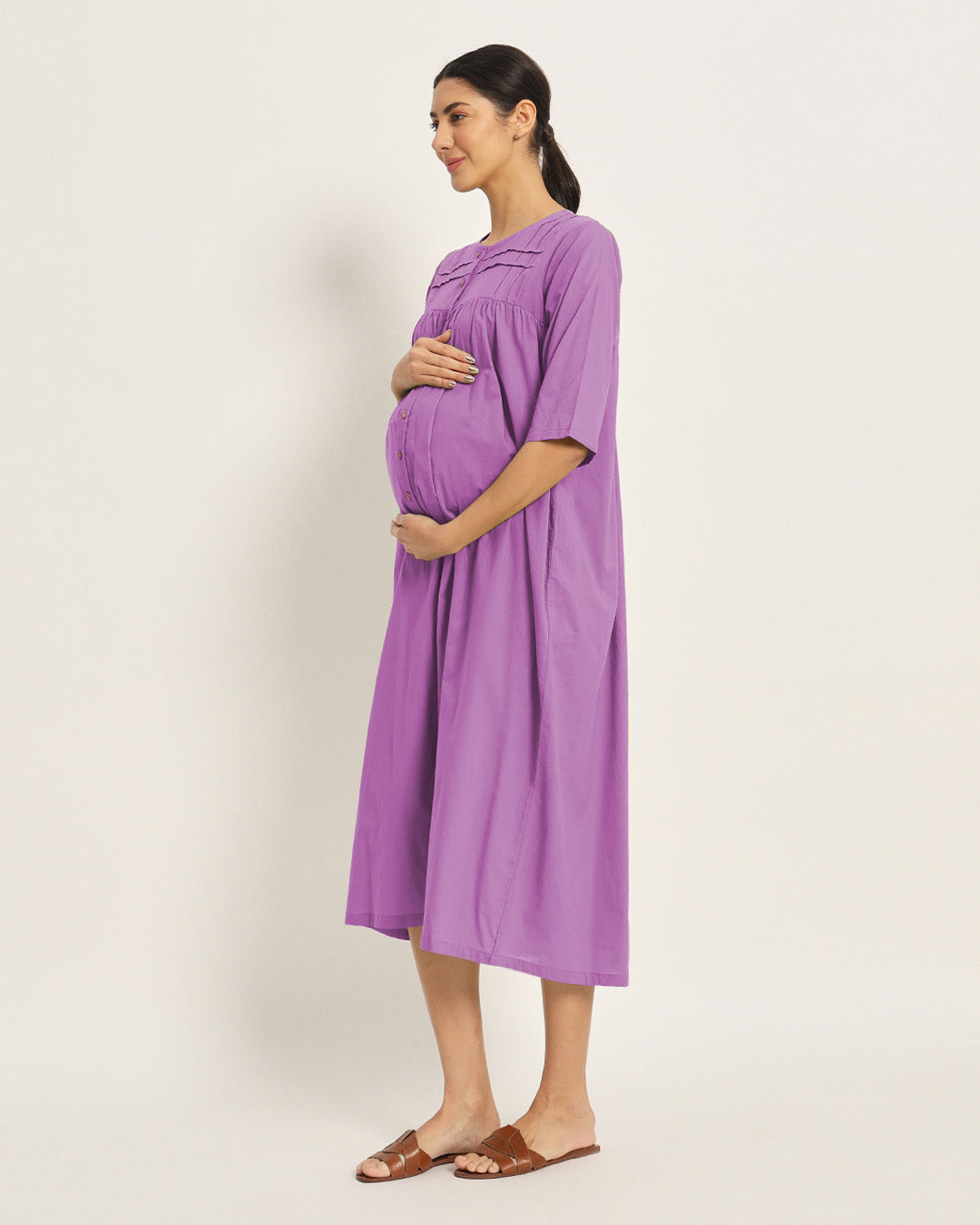 Combo: Iris Pink & Wisteria Purple Mommy-to-Be Marvel Maternity & Nursing Dress