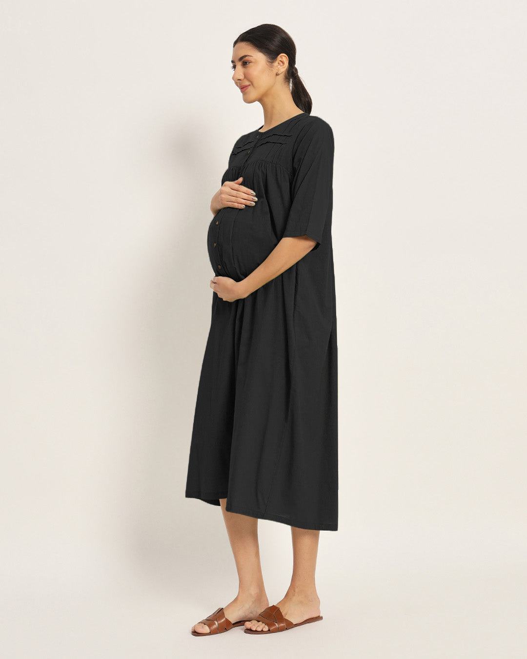 Combo: Black & Wisteria Purple Mommy-to-Be Marvel Maternity & Nursing Dress