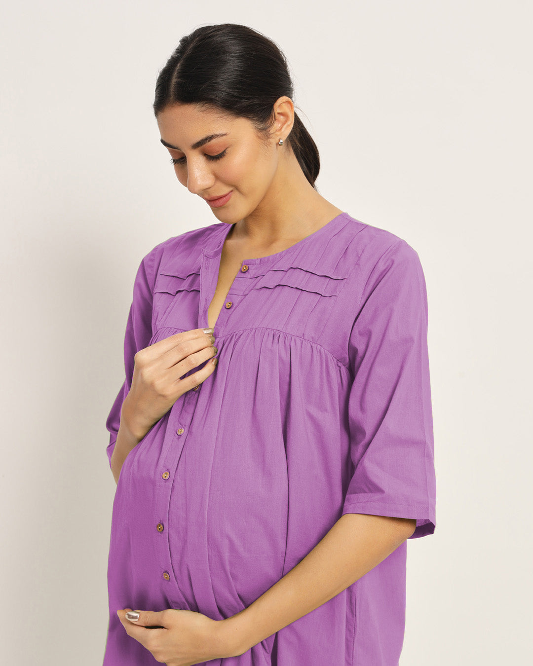 Wisteria Purple Mommy-to-Be Marvel Maternity & Nursing Dress