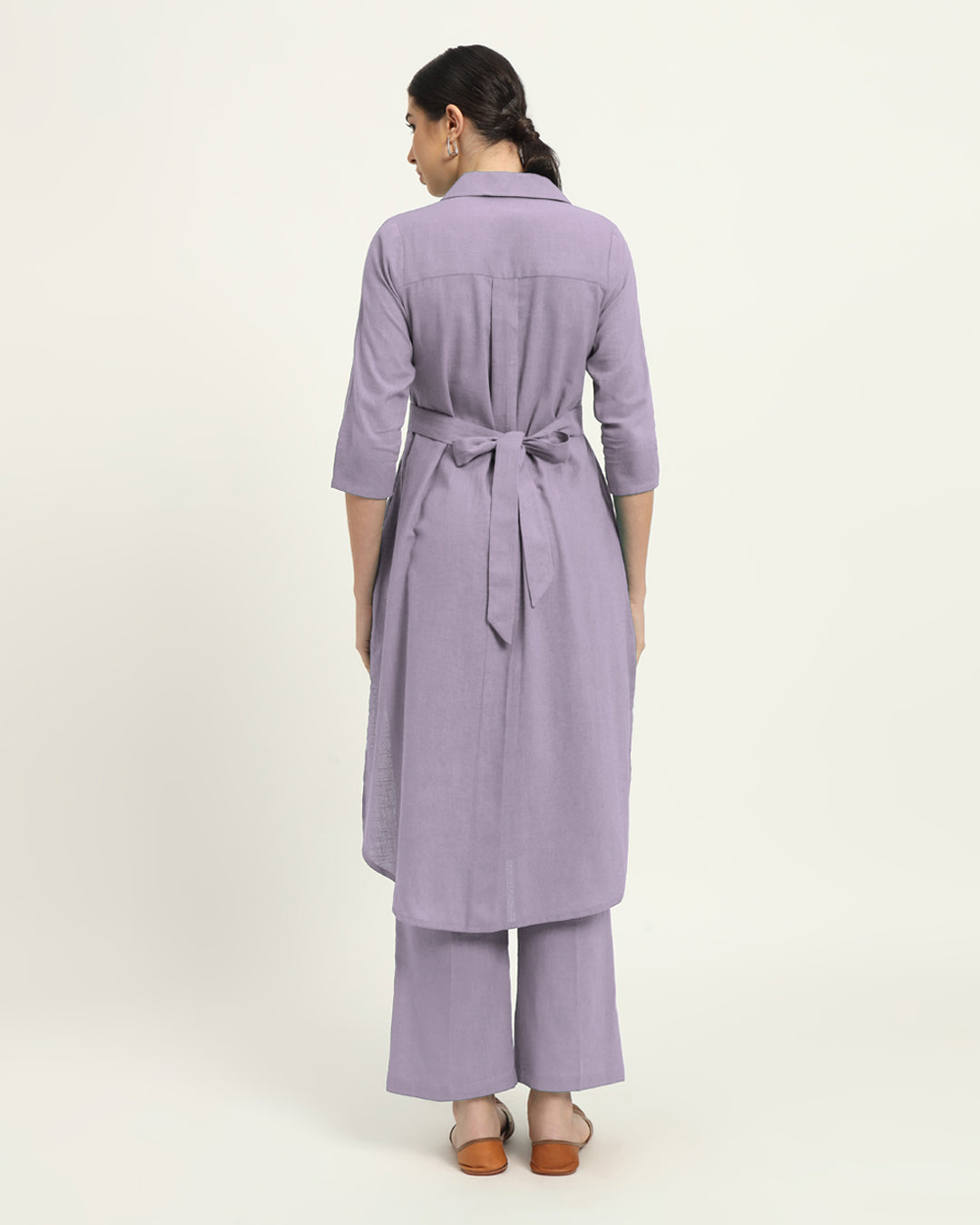 Combo: Iced Grey & Lilac Bellisimo Belted Solid Kurta