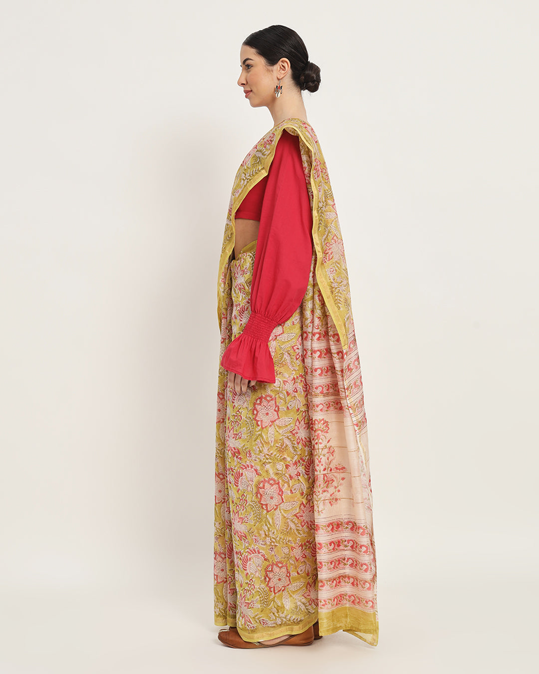 Minty Floral Whispers Chanderi Silk Saree