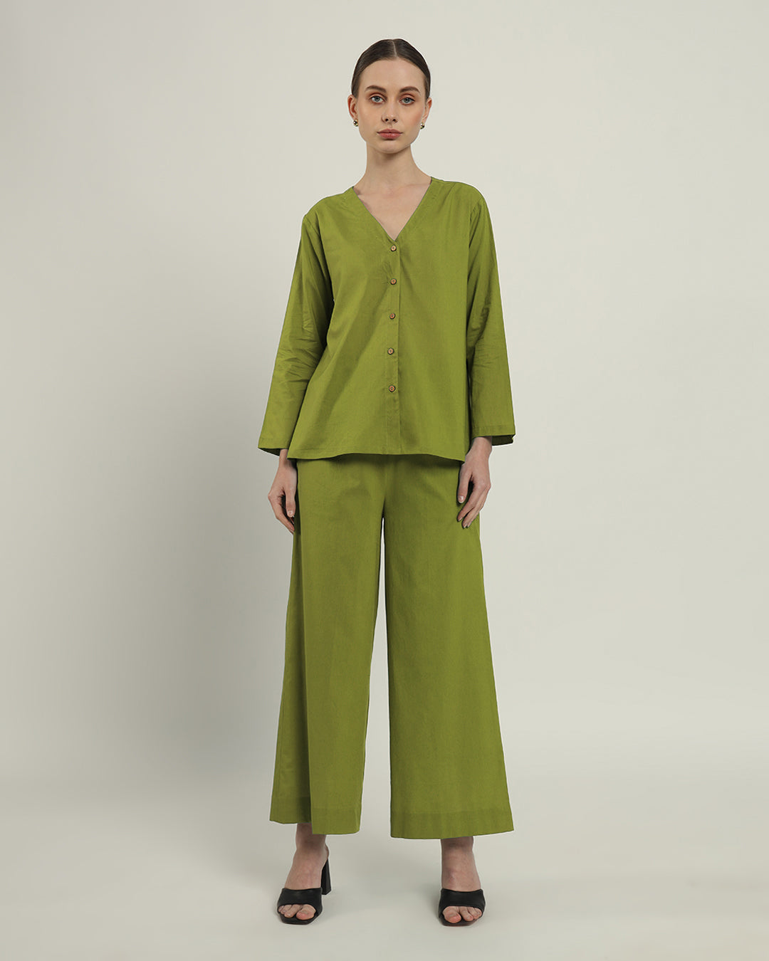 Sage Green Classic Grace Shirt Solid Co-ord set
