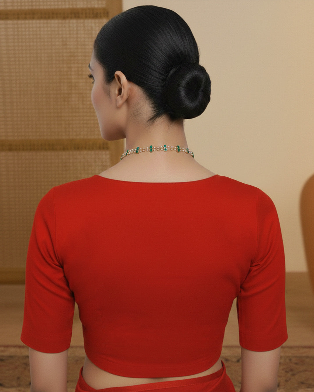 Red Rayon Opulent V Grace Blouse