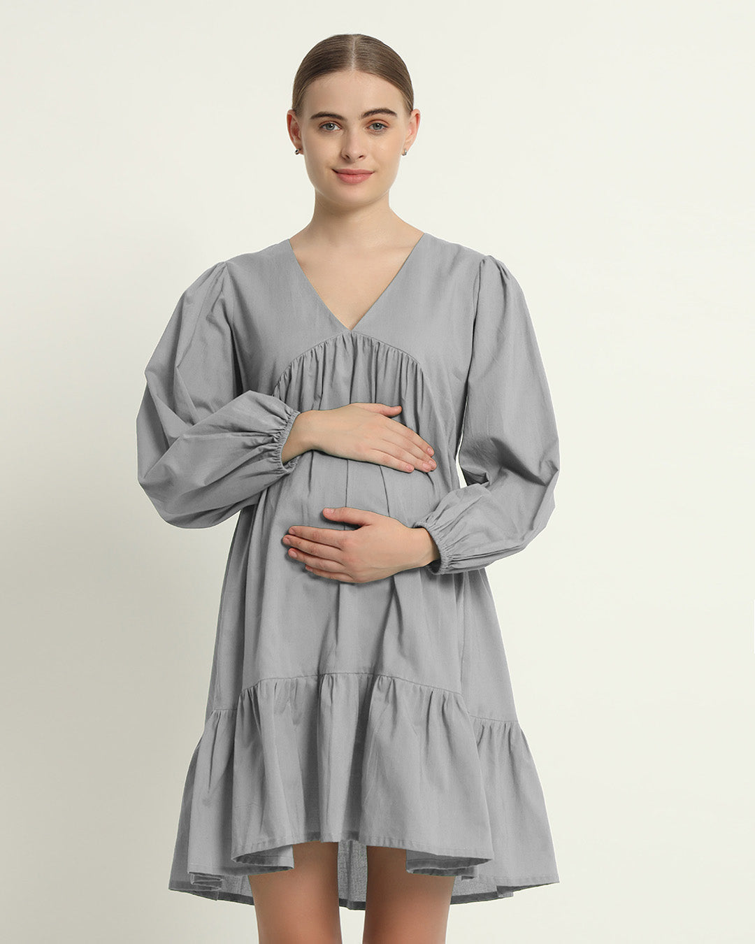 Iced Grey On Baby Time Maternity & Nursing Dress