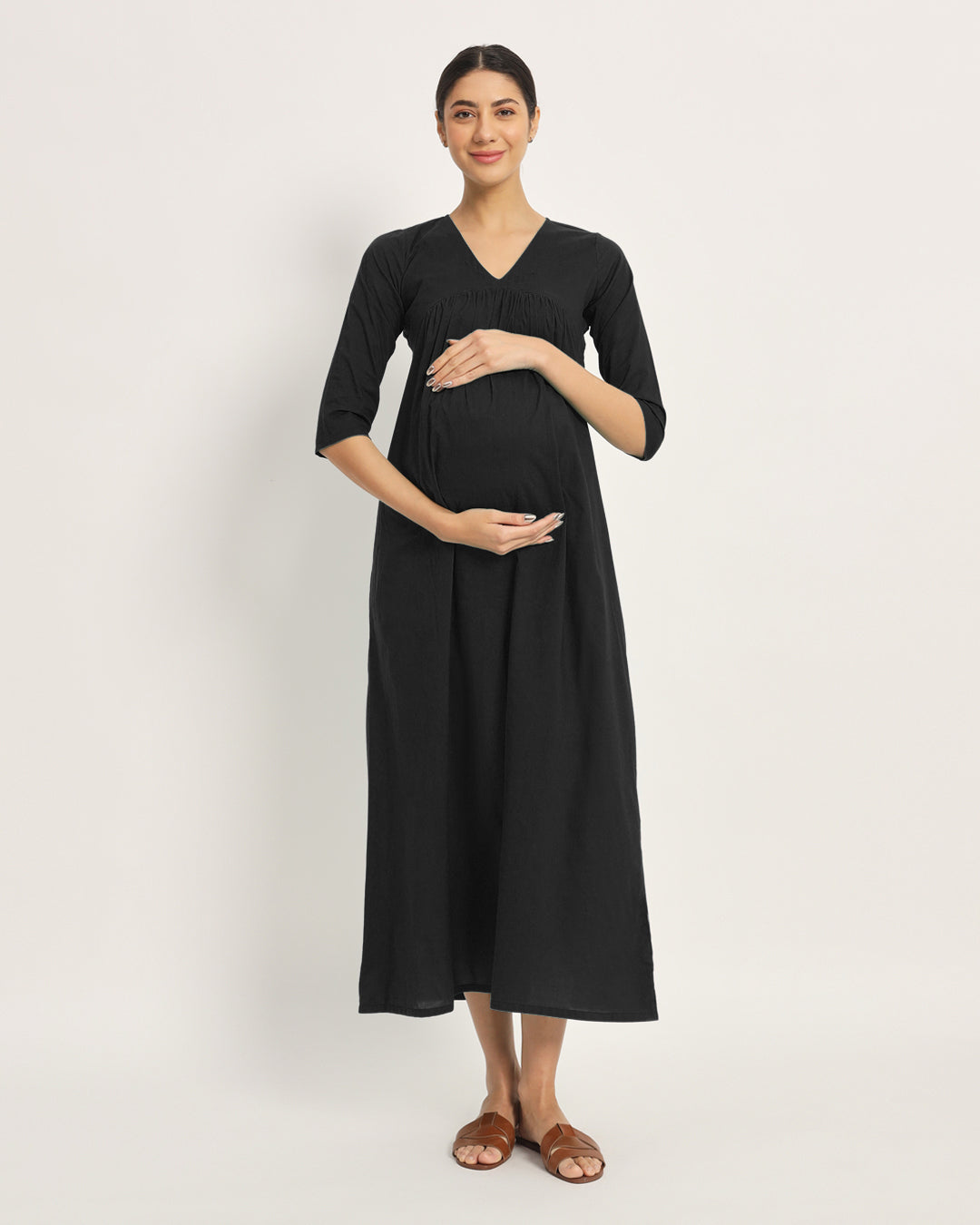 Classic Black Bump Comfort Maternity & Nursing Dress