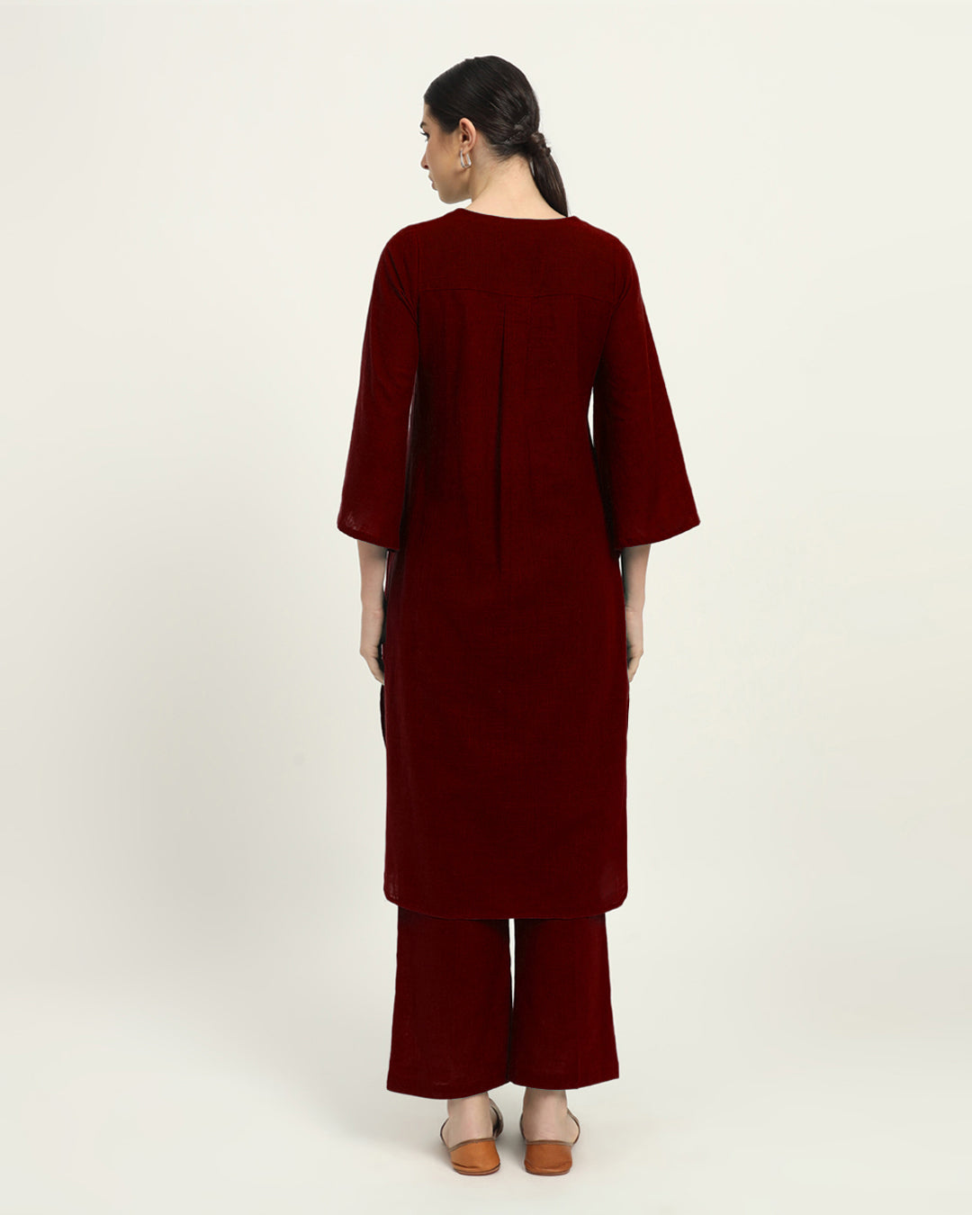 Russet Red Rounded Reverie Solid Kurta (Without Bottoms)
