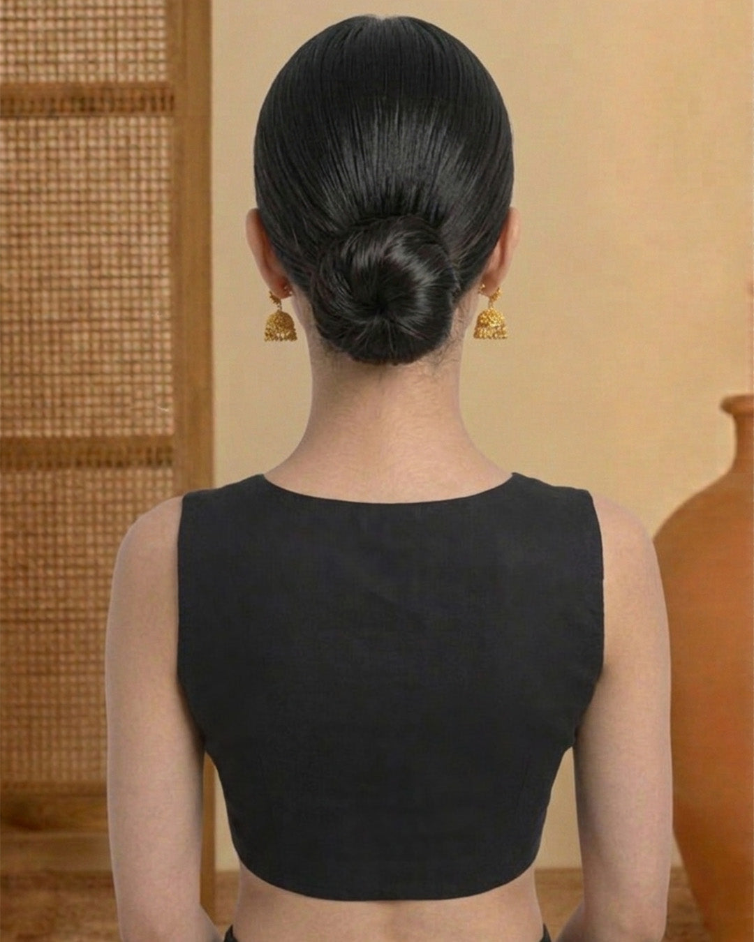 Black Rayon Modern Grace Blouse