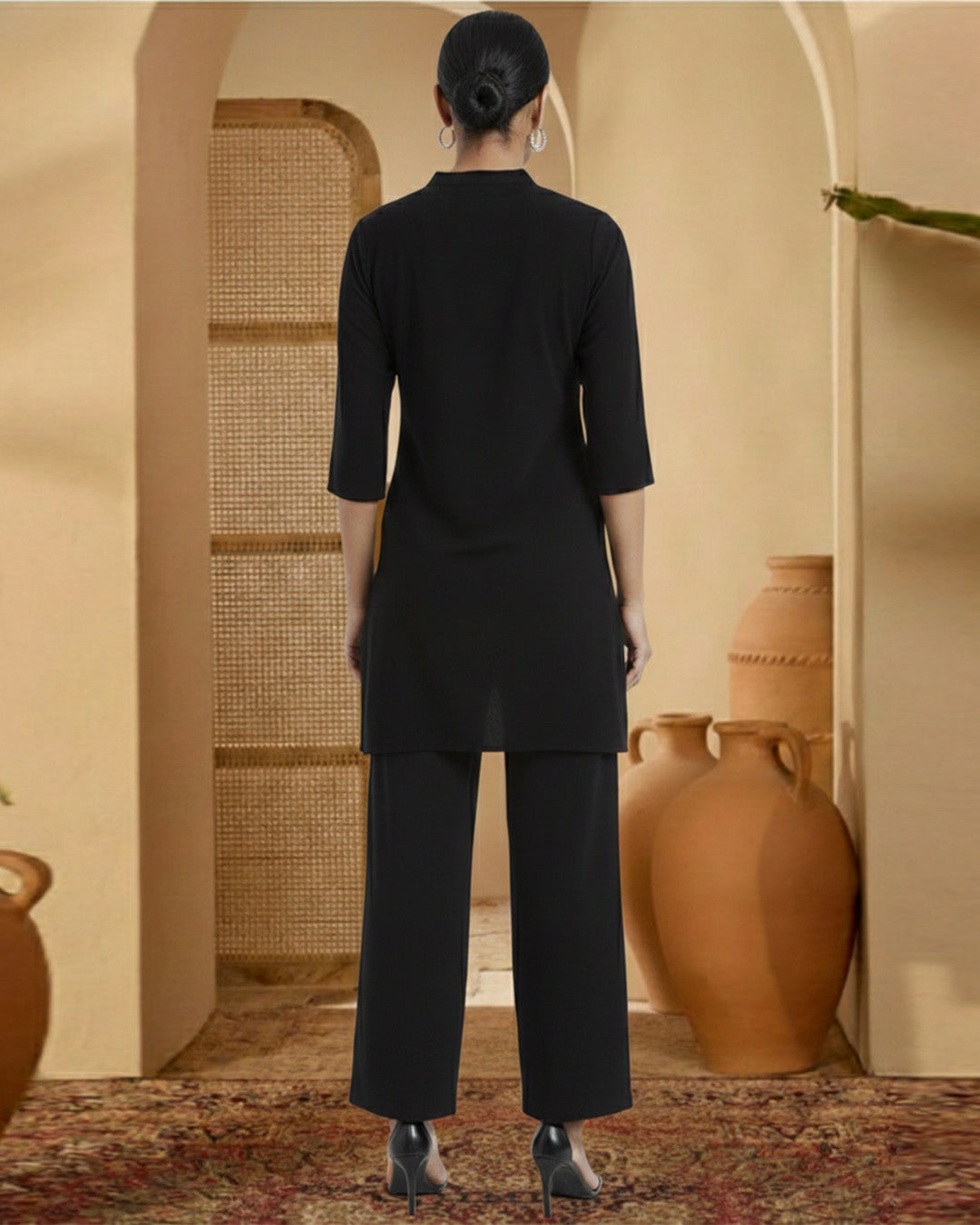 Black Rayon Effortless Glam Co-ord Set