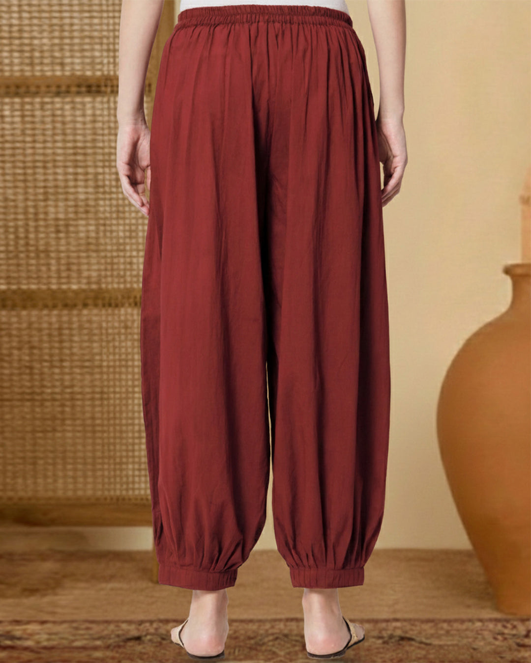 Russet Red Pleated Salwar